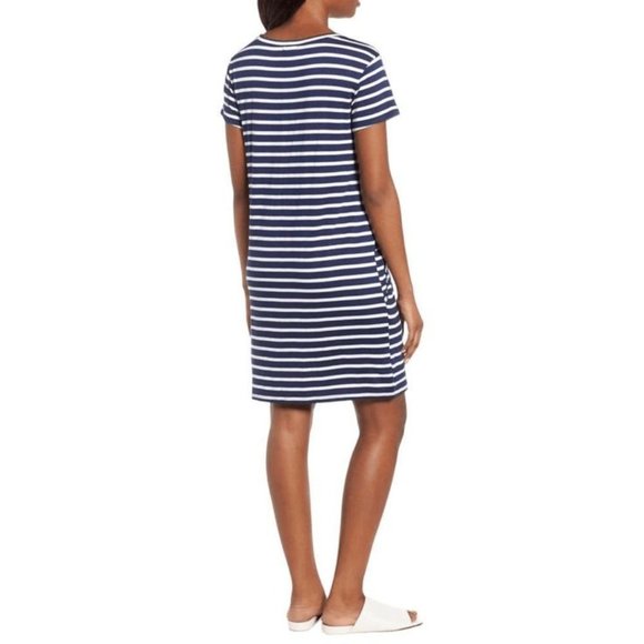 NWT Caslon Navy-White Stripe Knit Shift Dress Size XS - Picture 2 of 9